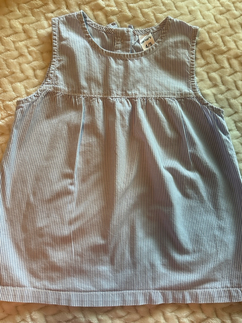Carter's Light Blue & White Striped Tank Top